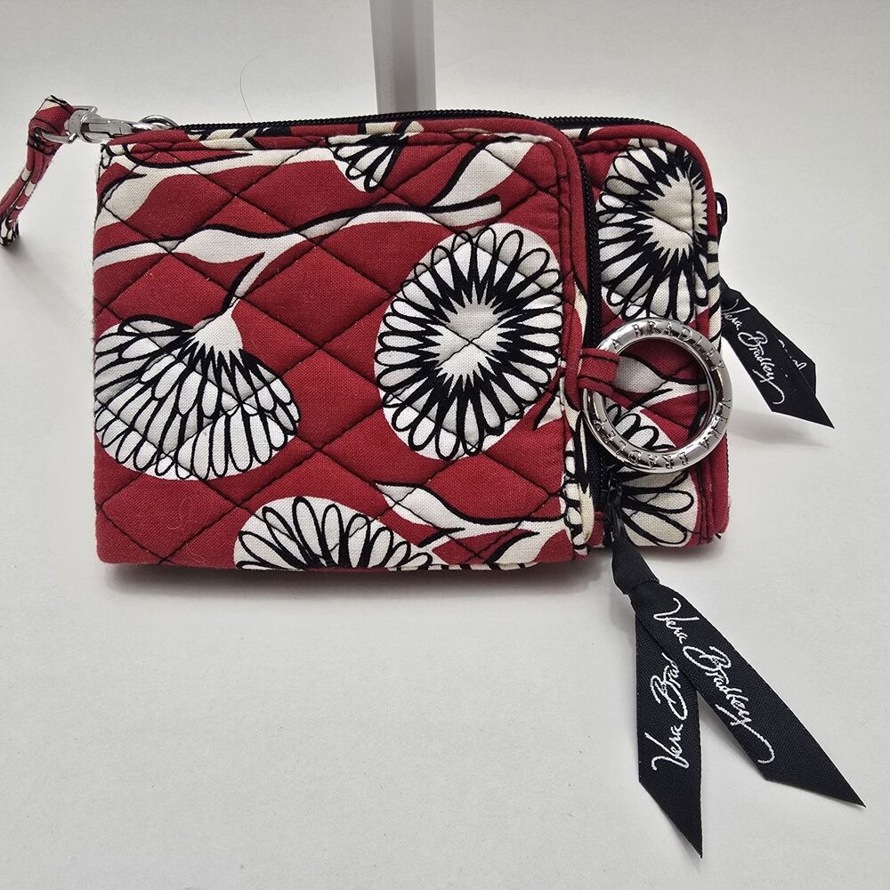 Vera Bradley Deco Daisy Retired Print 2011 Folding Wristlet Wallet Double ID